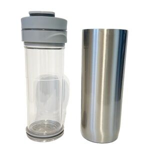 DAVIDs Tea Press Infuser Double-Walled Stainless Steel Travel Mug Silver 16 oz